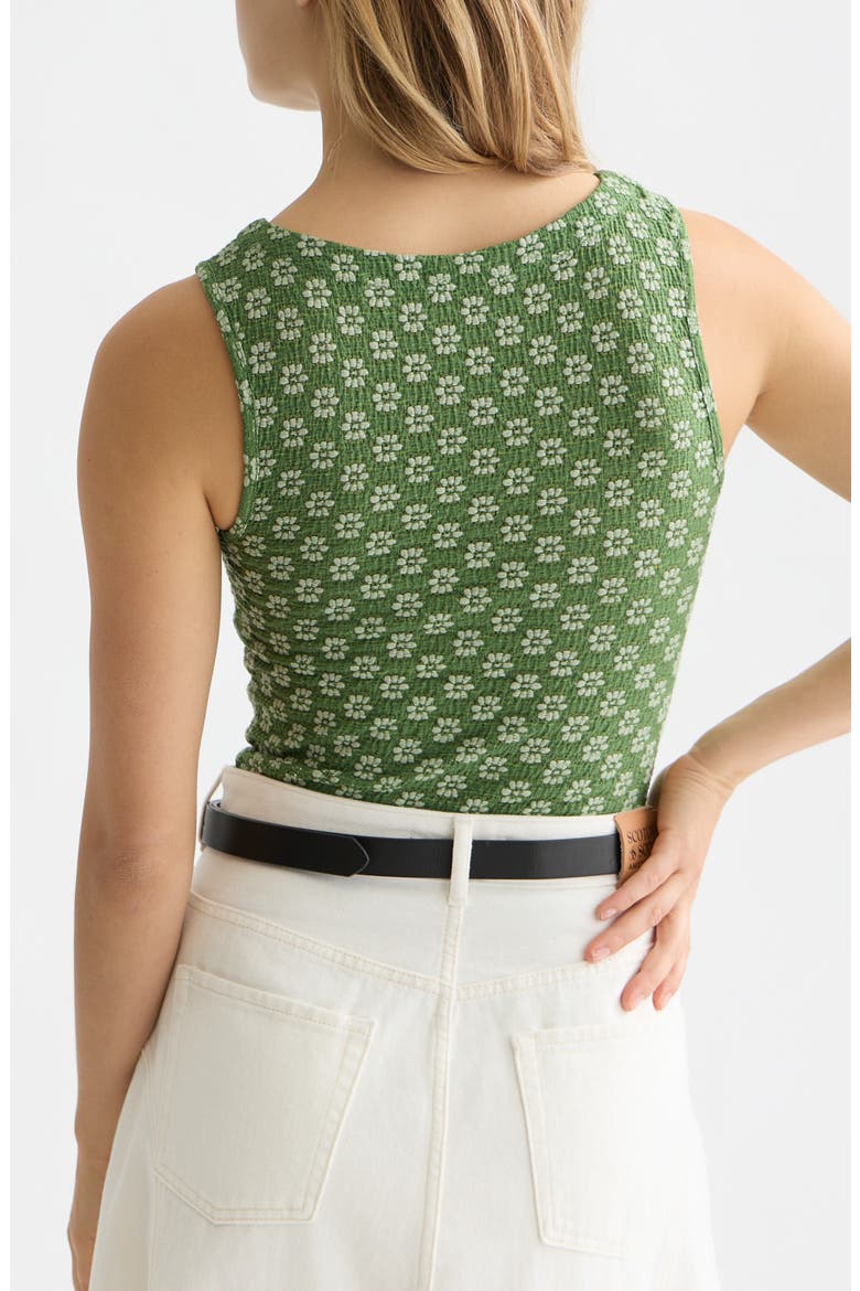 Embroidered Textured Cotton Blend Tank Top, Alternate, color, GARDEN GREEN