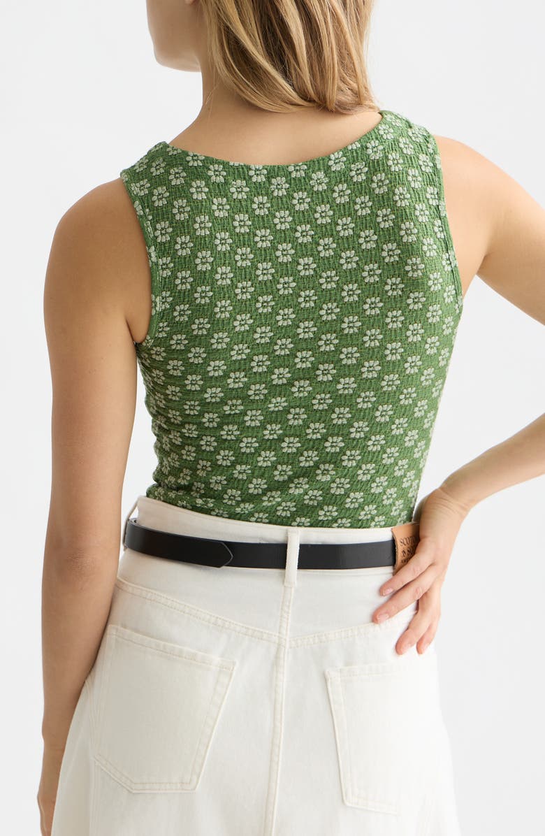 Scotch & Soda Embroidered Textured Cotton Blend Tank Top, Alternate, color, Garden Green