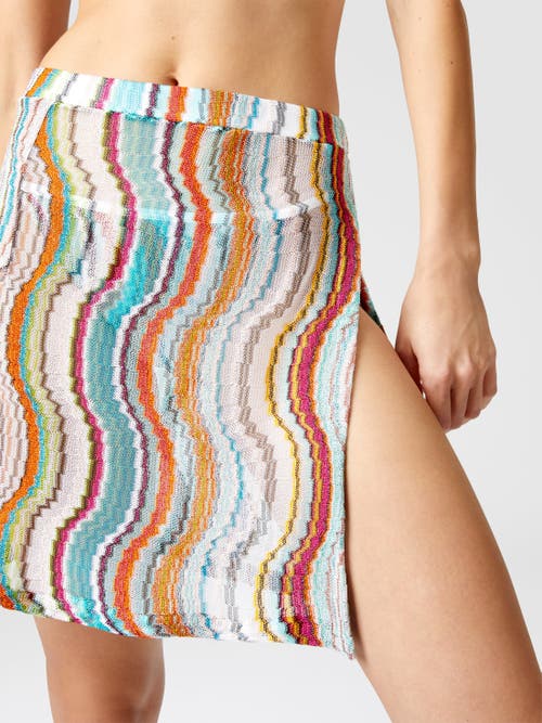 Shop Missoni Cover-up Miniskirt With Lamé Wave Motif And Slit In Multicoloured