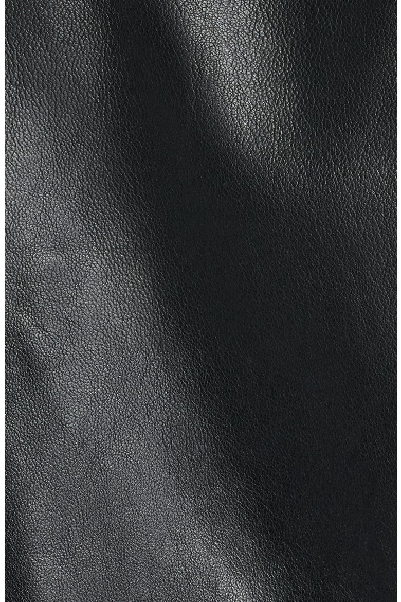 Glashy Leather Bomber Jacket, Alternate, color, BLACK