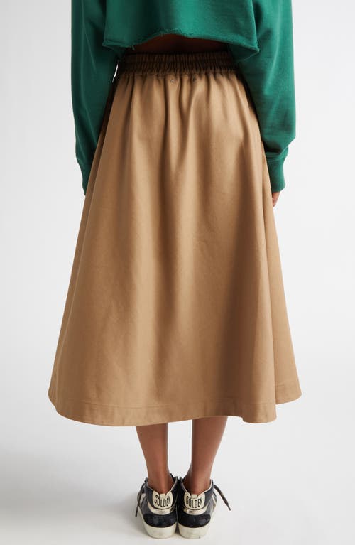 Golden Goose Midi Circle Skirt In Khaki Beige