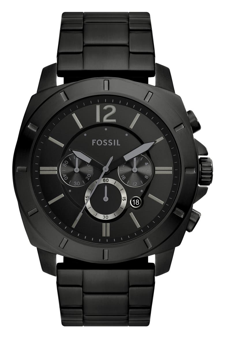 Privateer Bracelet Strap Chronograph Watch, 48mm, Main, color, BLACK
