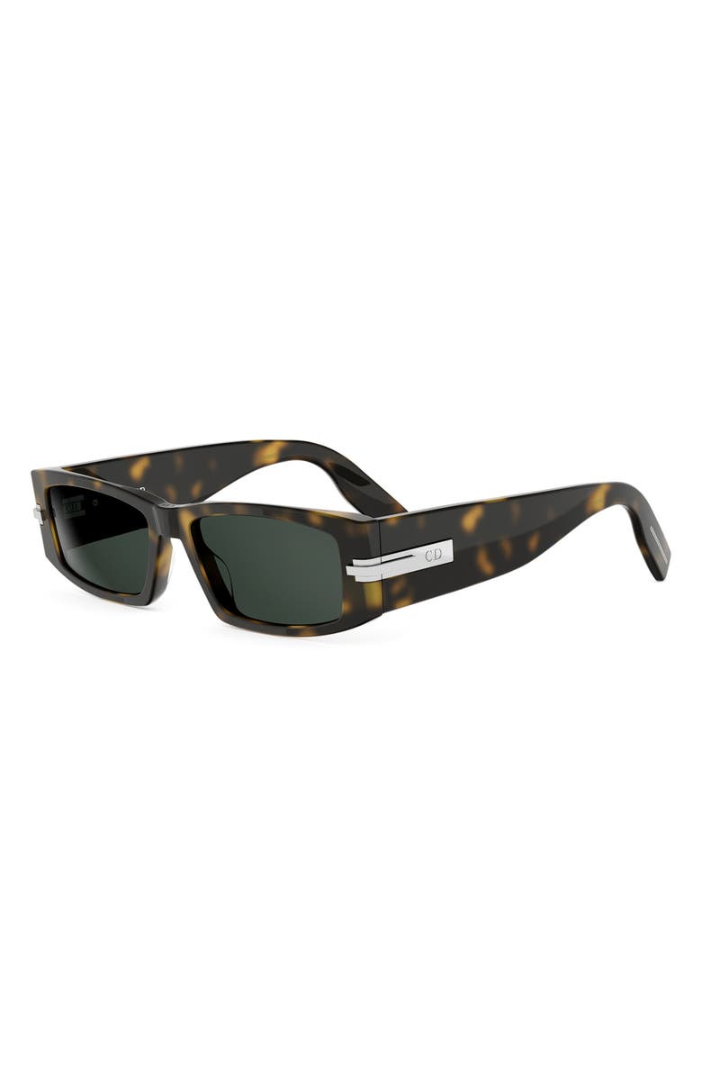DIOR BlackSuit XL S5I 55mm Rectangular Sunglasses, Alternate, color, Dark Havana / Green
