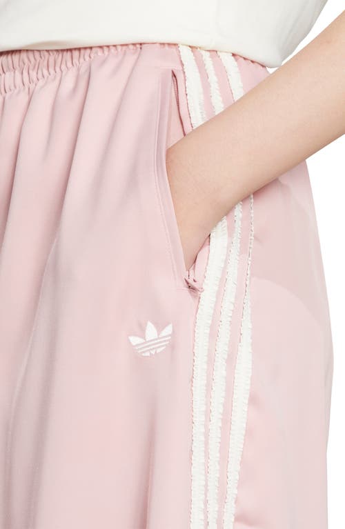 Adidas Originals Adidas Satin Ruffle 3-stripes Wide Leg Track Pants In Pink