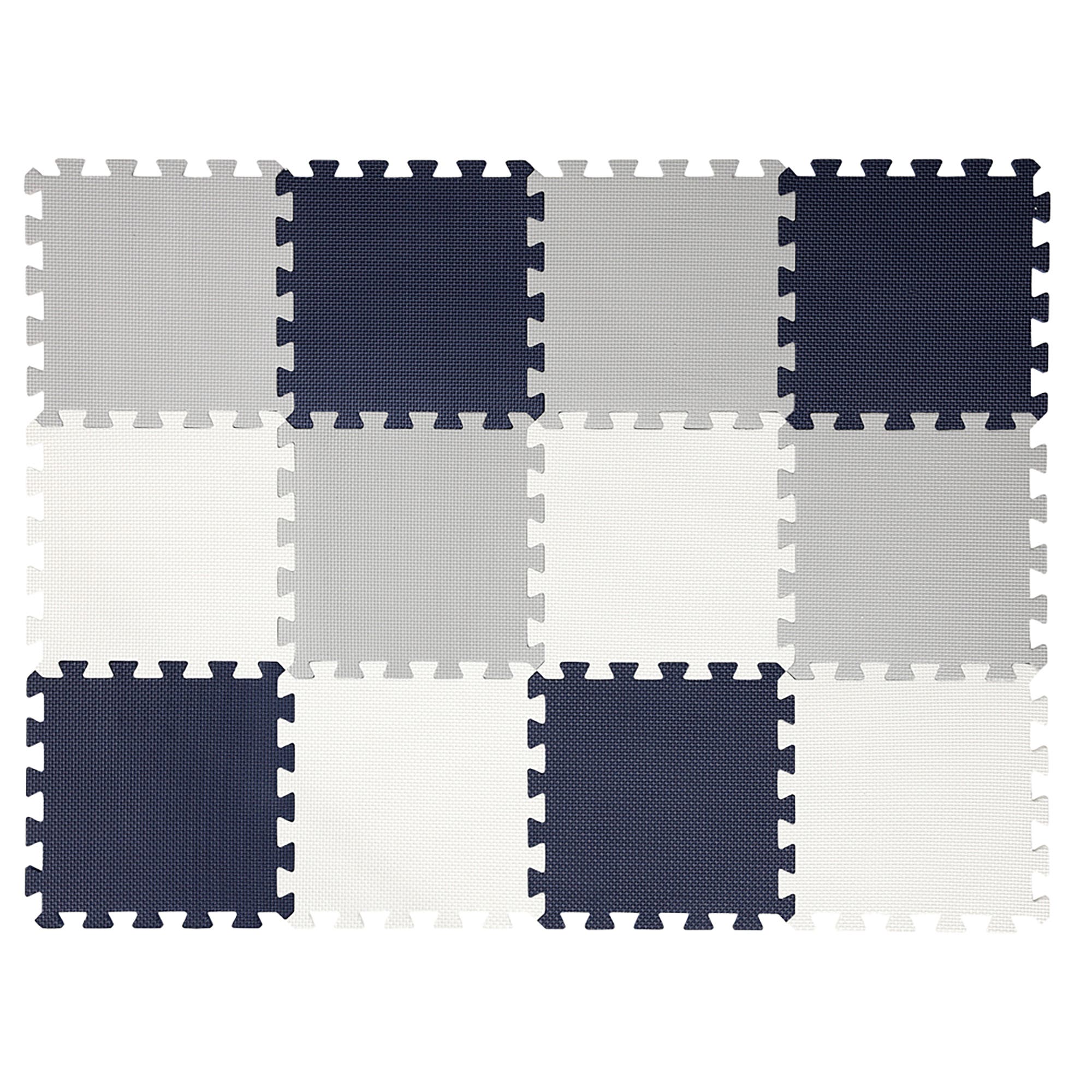 Easy Playhouse 12 Soft Foam Floor Tiles Bluegreywhite, Interlocking Mat in Multicolored 