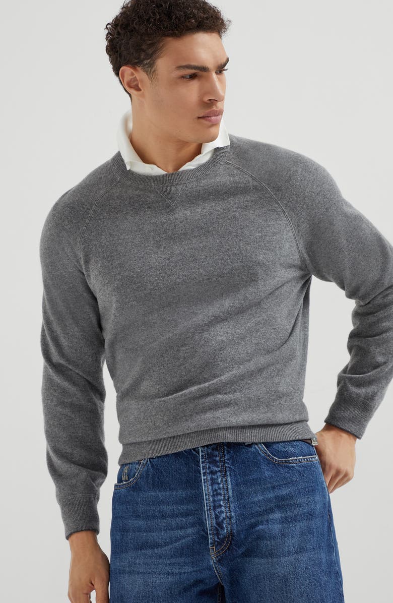 Brunello Cucinelli Sweatshirt-style sweater, Alternate, color, Dark Grey