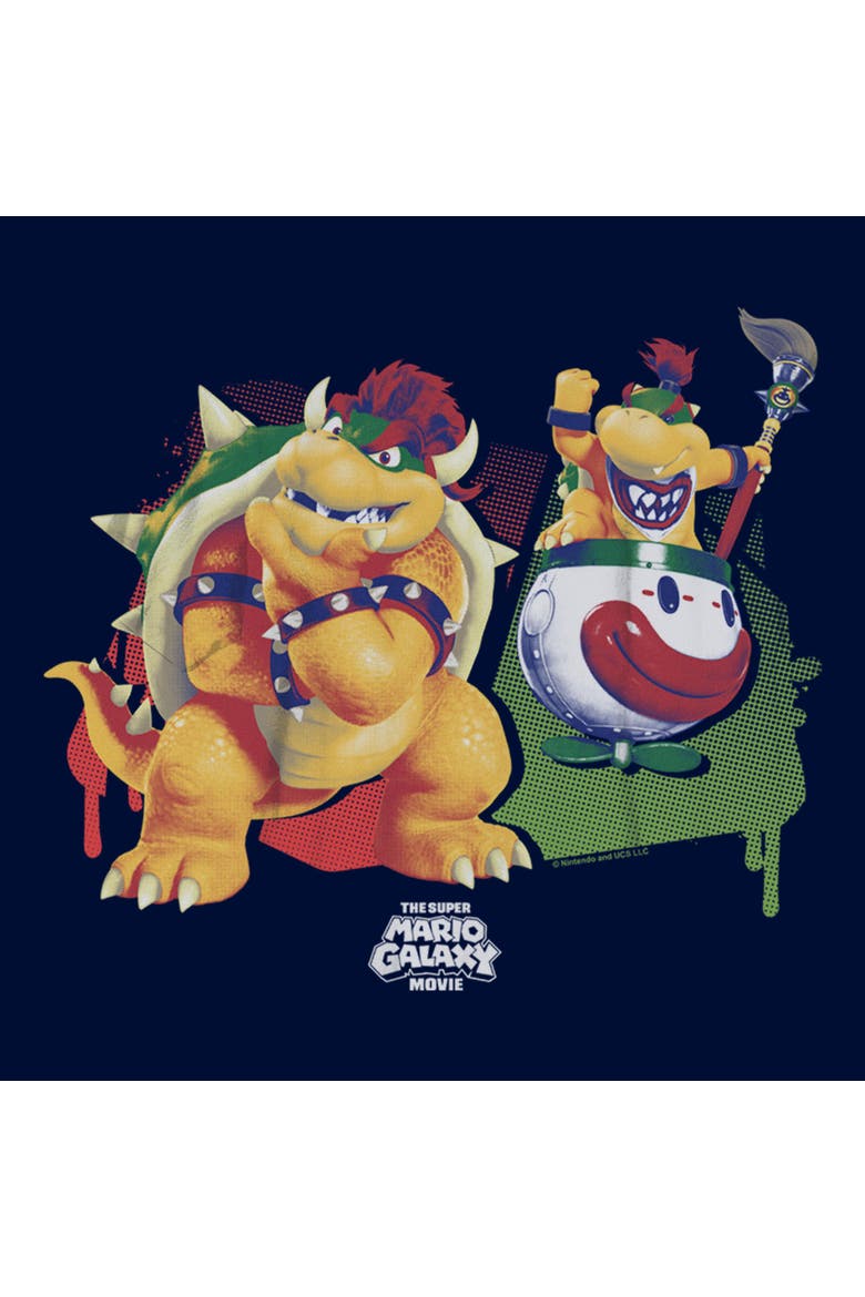 Boy's The Super Mario Galaxy Movie Bowser Dad and Son Bonding  Graphic T-Shirt, Alternate, color, Navy Blue