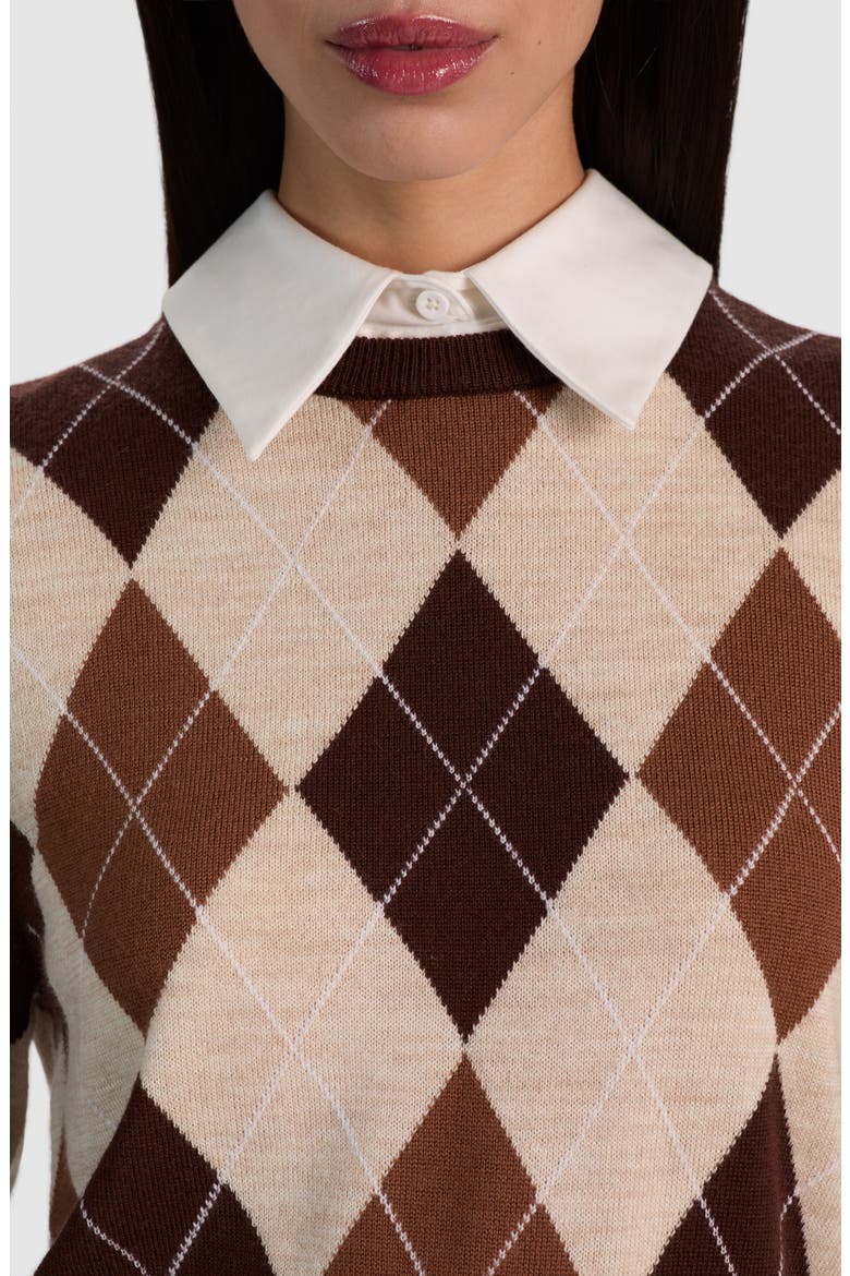 Grace Shrunken Houndstooth Sweater, Alternate, color, CAMEL/MULTI