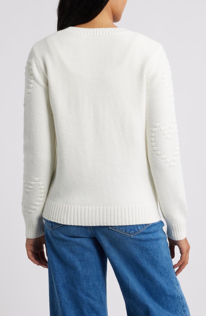 Bobeau Embroidered Heart Cardigan, Alternate, color, Cream