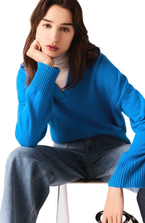 Maje Open Polo Collar Cardigan In Blue