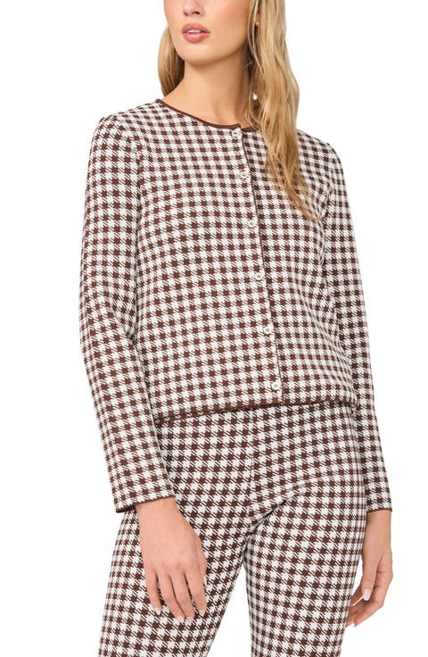 Gingham Crewneck Cardigan