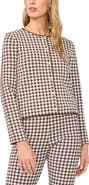 Halogen® Gingham Crewneck Cardigan