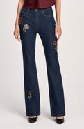 Cinq à Sept Stevie Rhinestone Rose Straight Leg Jeans