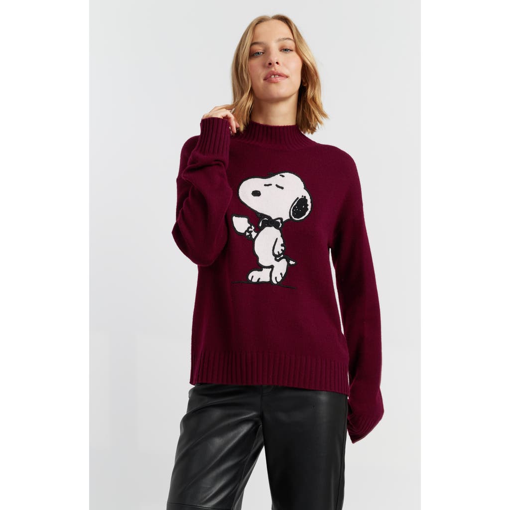 Chinti & Parker Wool-cashmere Tea Time Snoopy Sweater In Red