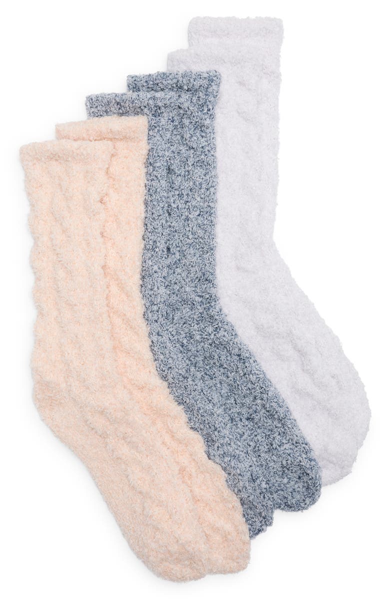 NORDSTROM RACK Assorted 3-Pack Cable Butter Socks, Main, color, Ivory Navy Multi