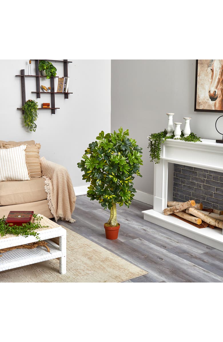 NEARLY NATURAL Schefflera Silk 4ft. Tree, Alternate, color,