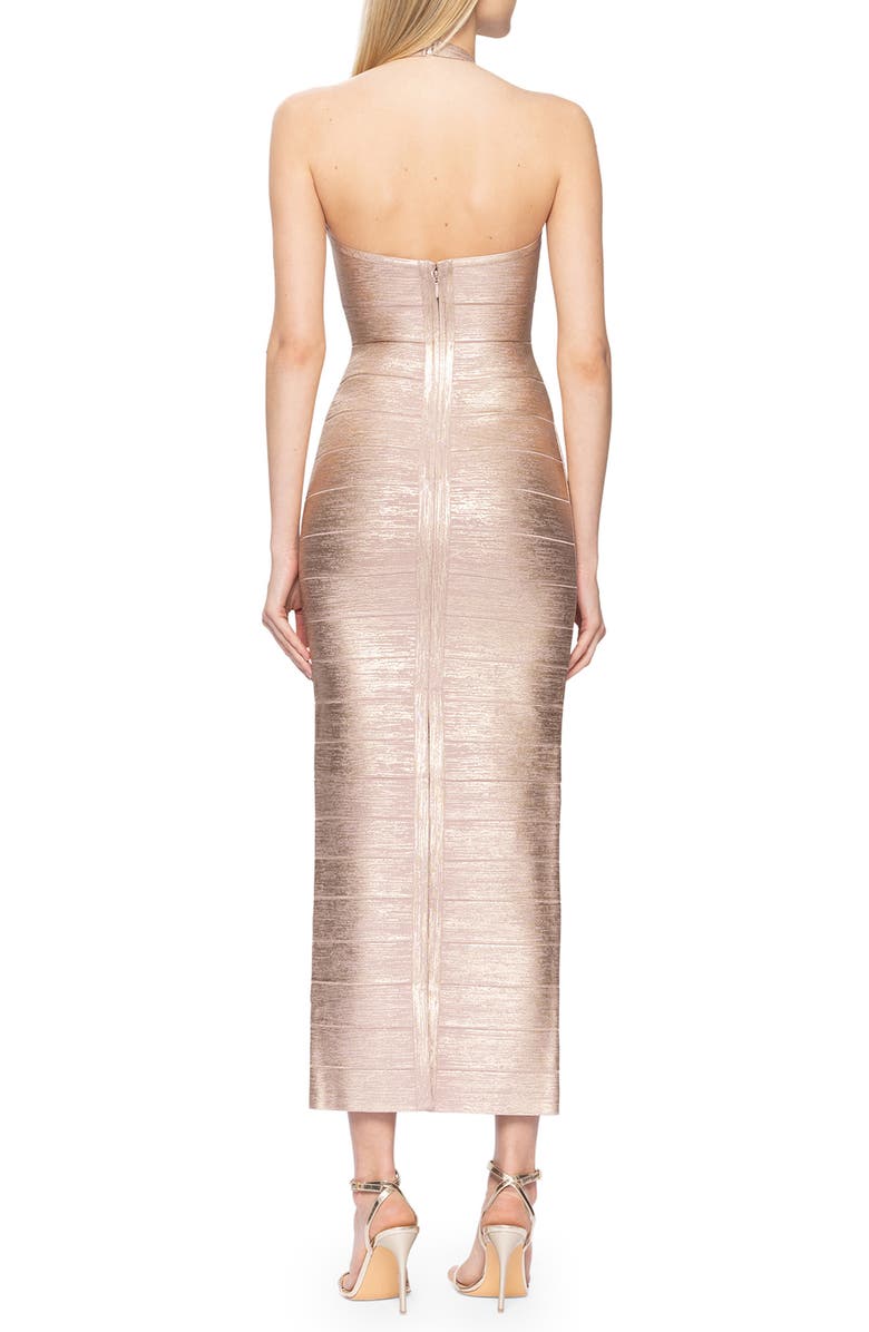 Herve Leger Metallic Foil Bandage Midi Dress, Alternate, color, 