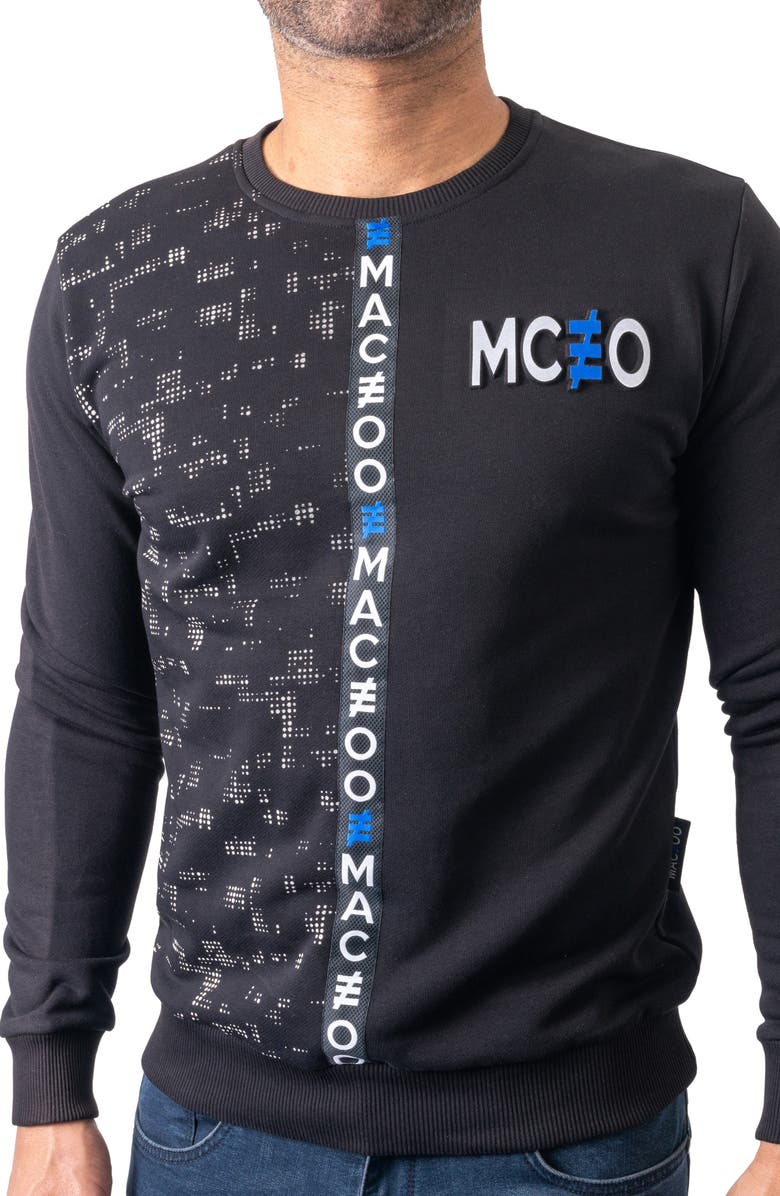 Maceoo Future Black Stretch Cotton Graphic Sweater, Alternate, color, Black