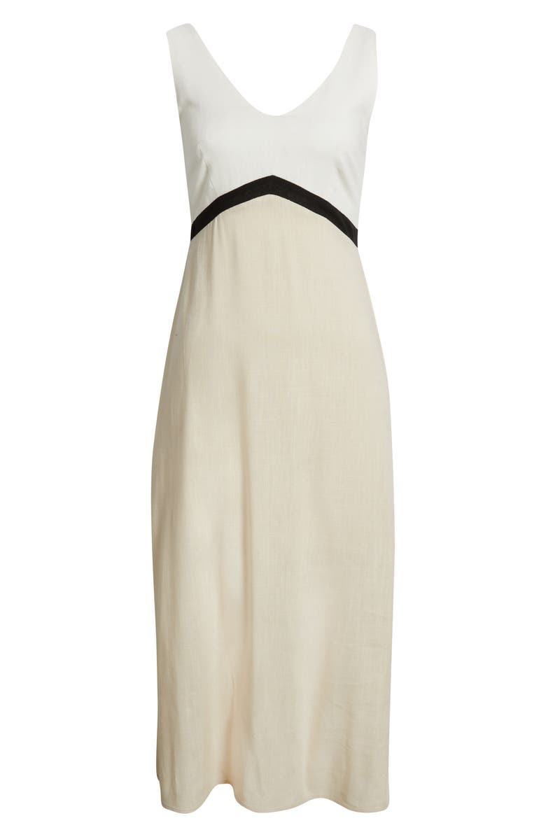 ZOE AND CLAIRE Colorblock Midi Sundress, Alternate, color, Light Khaki