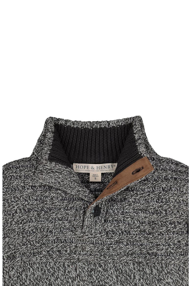 Baby Boys' Mock Neck Button Placket Sweater, Infant, Alternate, color, Charcoal Marl Rib Yoke