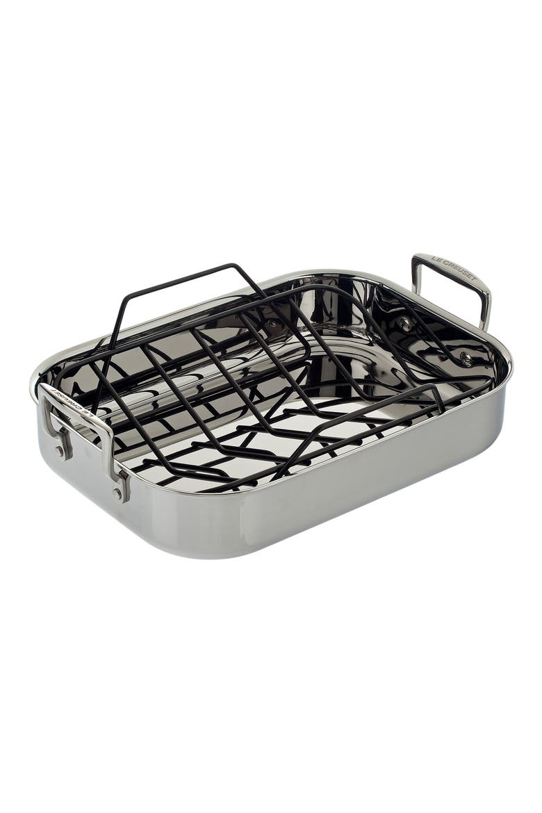 Classic Rectangular Roasting Pan & Rack, Main, color, SILVER