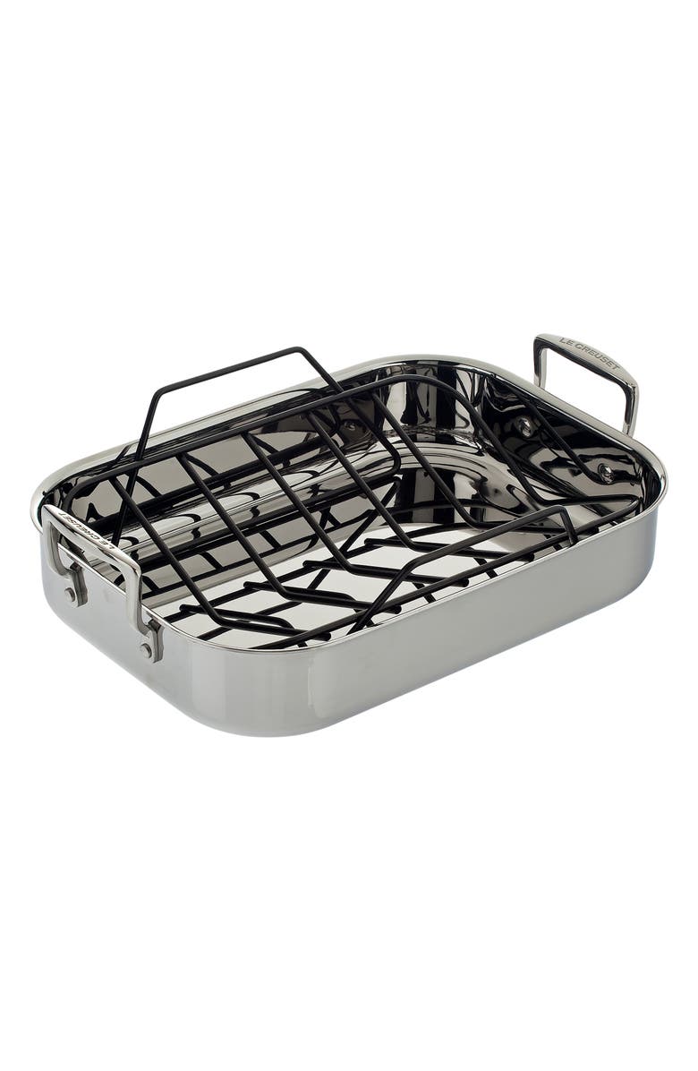 Le Creuset Classic Rectangular Roasting Pan & Rack, Main, color, Silver