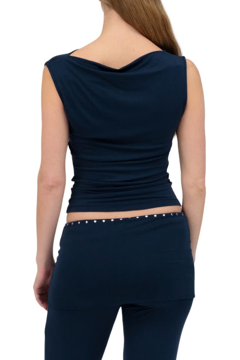 Brisa Studded Cowl Neck Top, Alternate, color, NAVY