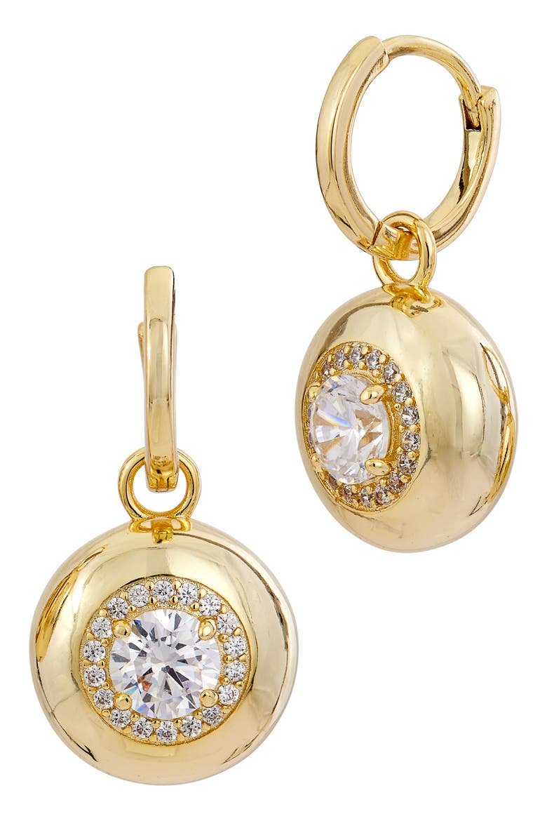 Puffy Embellished Cubic Zirconia Drop Earrings, Main, color, YELLOW
