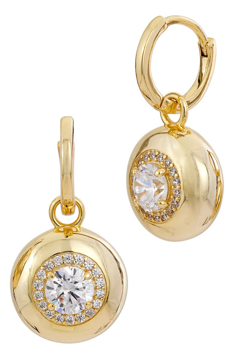 SAVVY CIE JEWELS Puffy Embellished Cubic Zirconia Drop Earrings, Main, color, Yellow