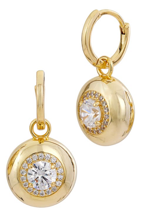 Puffy Embellished Cubic Zirconia Drop Earrings