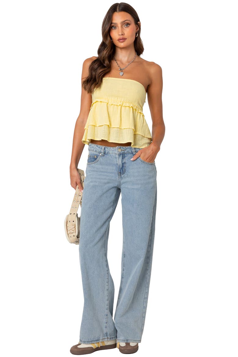 Smocked Ruffle Strapless Top, Alternate, color, YELLOW
