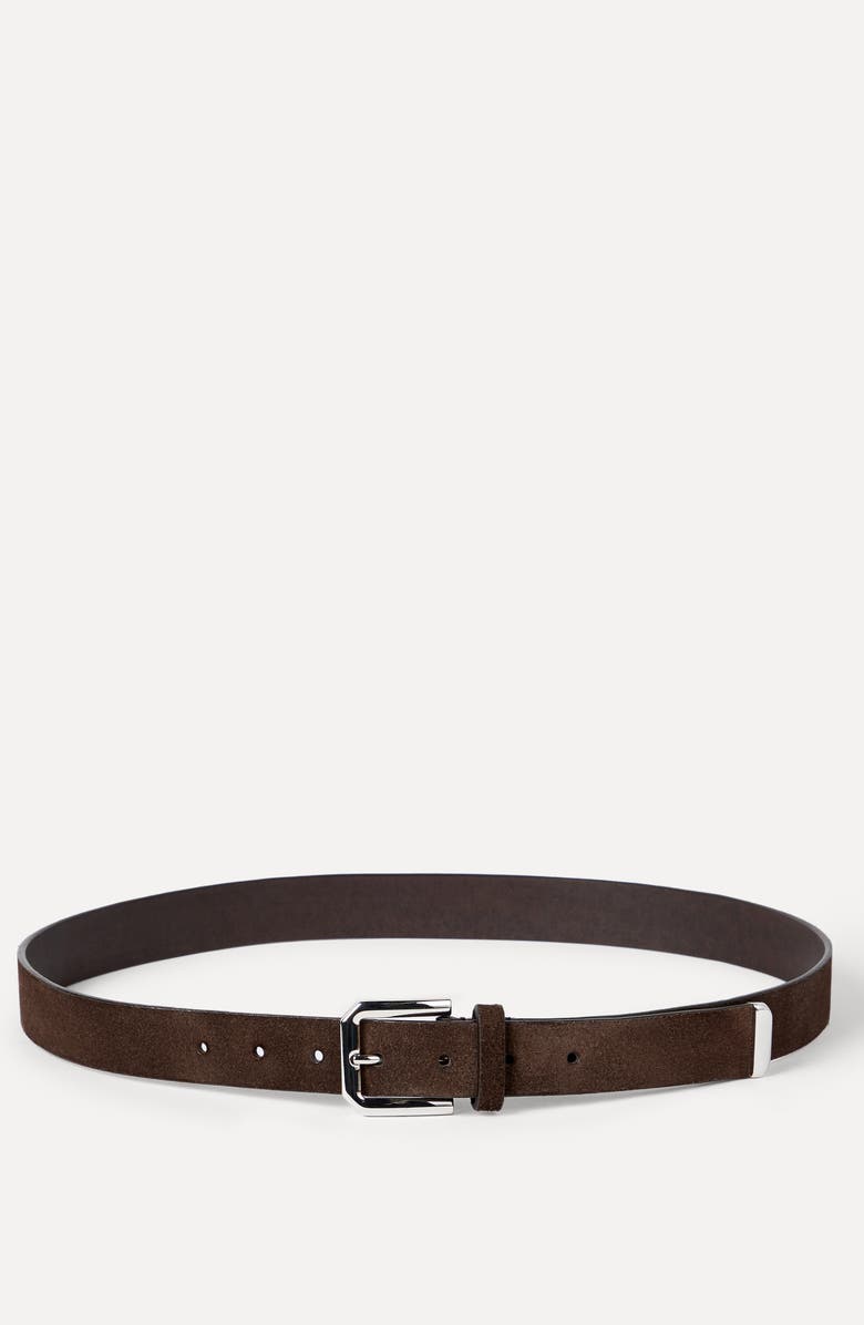 Brunello Cucinelli Reversed leather belt, Alternate, color, Rust Brown