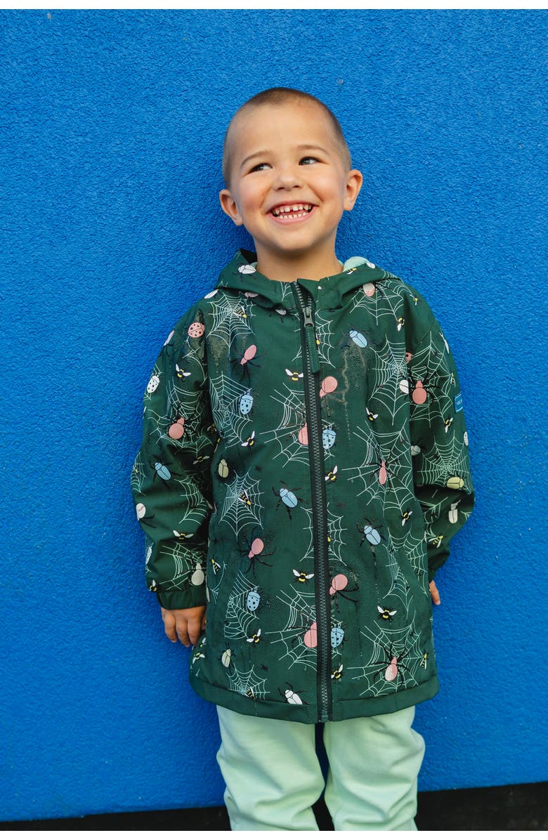 Holly and Beau Color Changing Hooded Raincoat, Alternate, color, Green