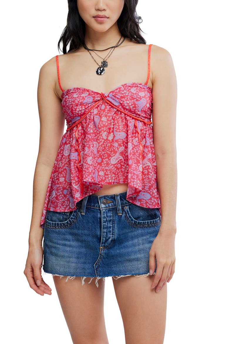 Malia Floral Paisley Babydoll Top, Alternate, color, RASPBERRY COMBO