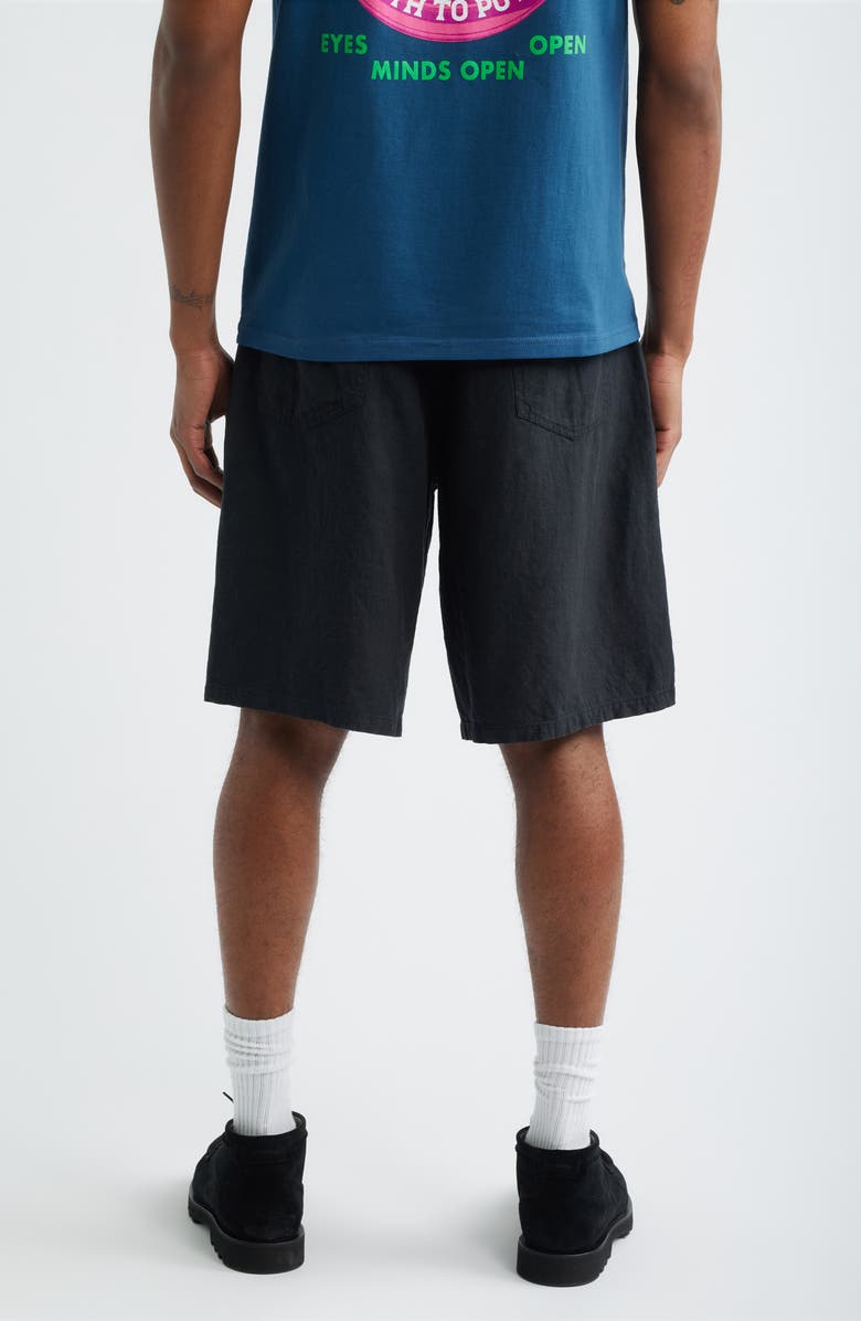 Obey Devin Baggy Linen Blend Shorts, Alternate, color, Black