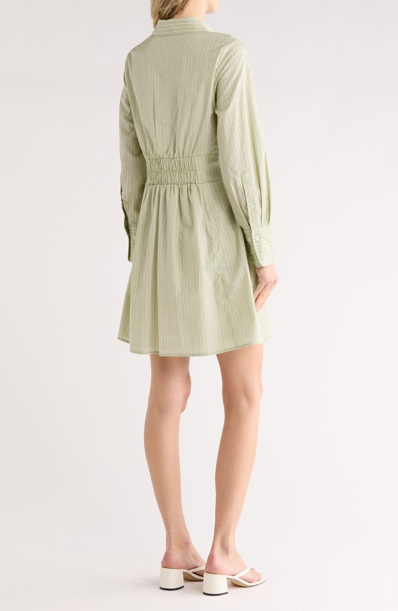 Halogen<sup>®</sup> Stripe Long Sleeve Cotton Shirtdress, Alternate, color, Green Multi