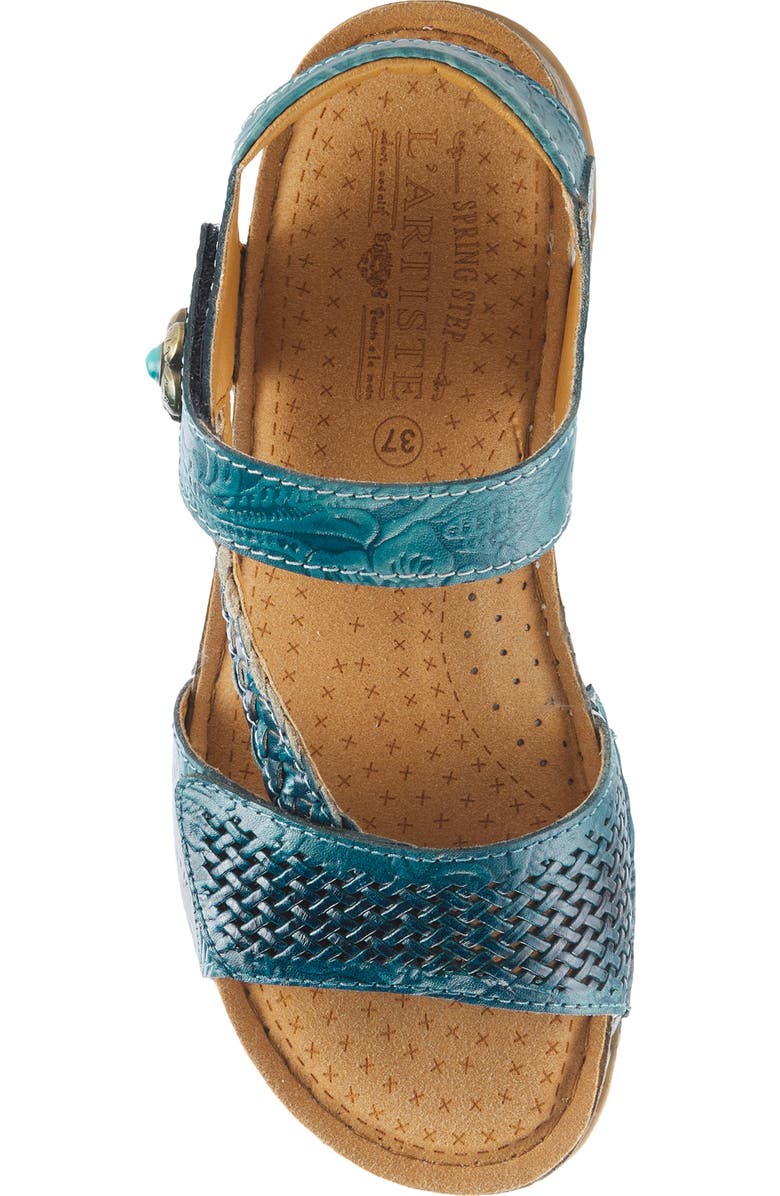 L'Artiste by Spring Step Popular Asymmetric Ankle Strap Sandal, Alternate, color, Blue