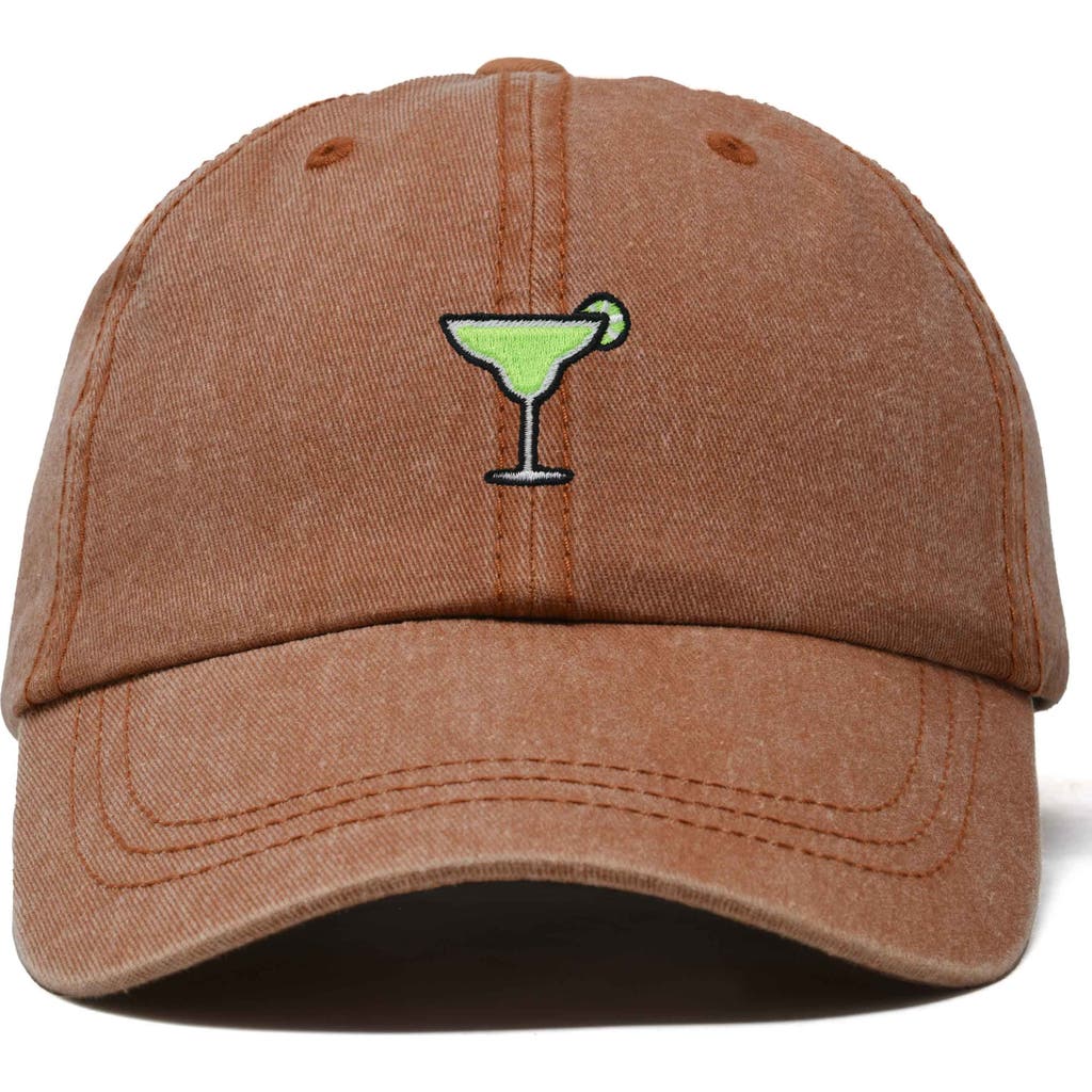 Dalix Margarita Embroidered Dad Hat In Washed Orange
