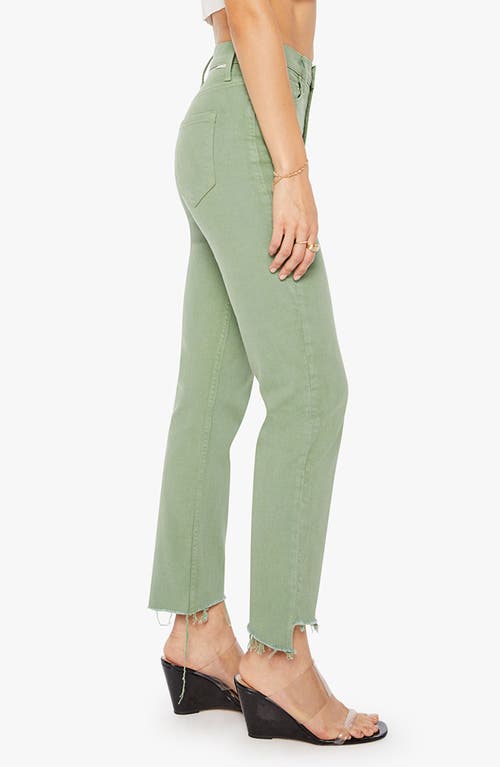 Mother Rider High Waist Step Hem Ankle Straight Leg Jeans In Green