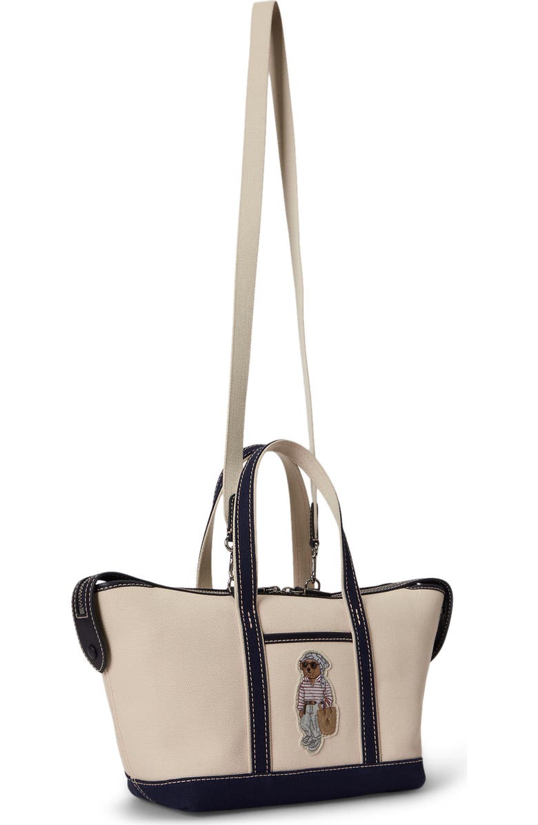 Polo Ralph Lauren Mini Polo Bear Canvas Shopper Tote, Alternate, color, Ecru/ Newport Navy