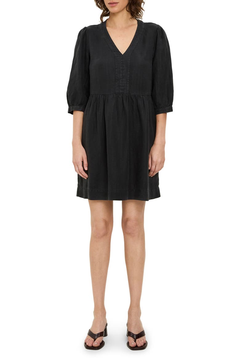 Brielle Linen Blend Minidress, Alternate, color, BLACK