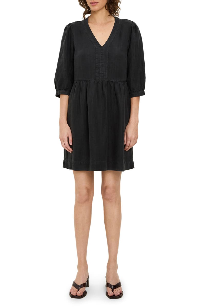 Michael Stars Brielle Linen Blend Minidress, Alternate, color, Black