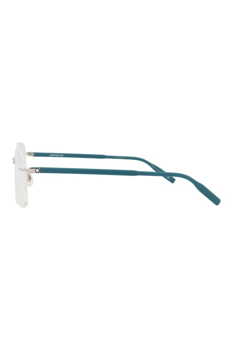 55mm Rimless Square Optical Glasses, Alternate, color, SILVER TEAL TRANSPARENT