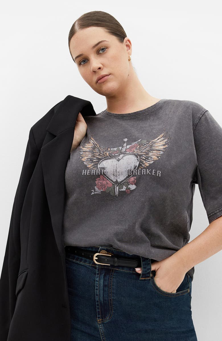 City Chic Kyra Heartbreaker Cotton Graphic T-Shirt, Alternate, color,