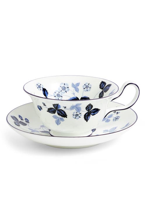 Wedgwood Wild Strawberry Inky Blue Teacup And Saucer In Blue
