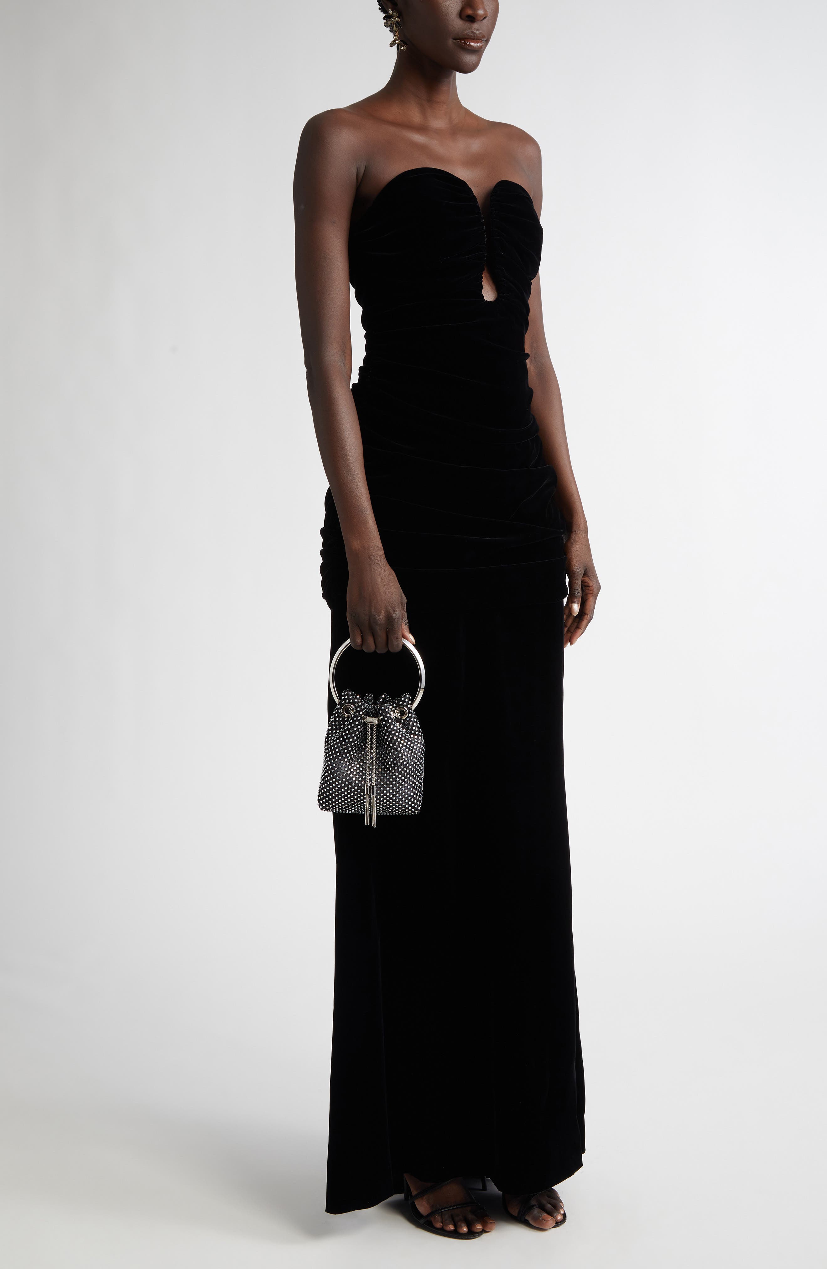 Jimmy Choo Bon Bon Crystal Mesh Top Handle Pouch, Alternate, color, 