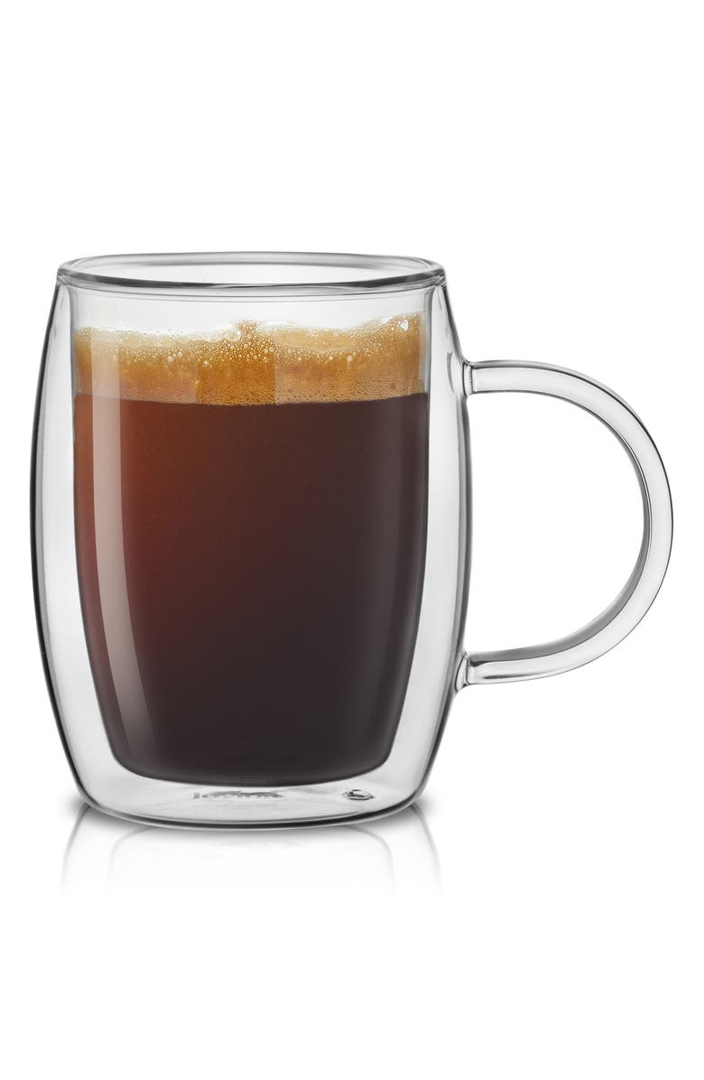 JoyJolt Aroma Set of 2 Double Wall Glass Mugs, Alternate, color, Clear