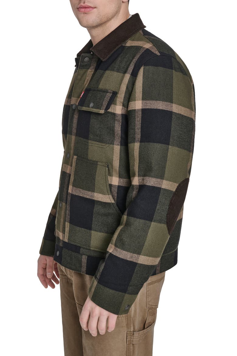 Quilted Work Jacket, Alternate, color, OLIVE/ BLACK