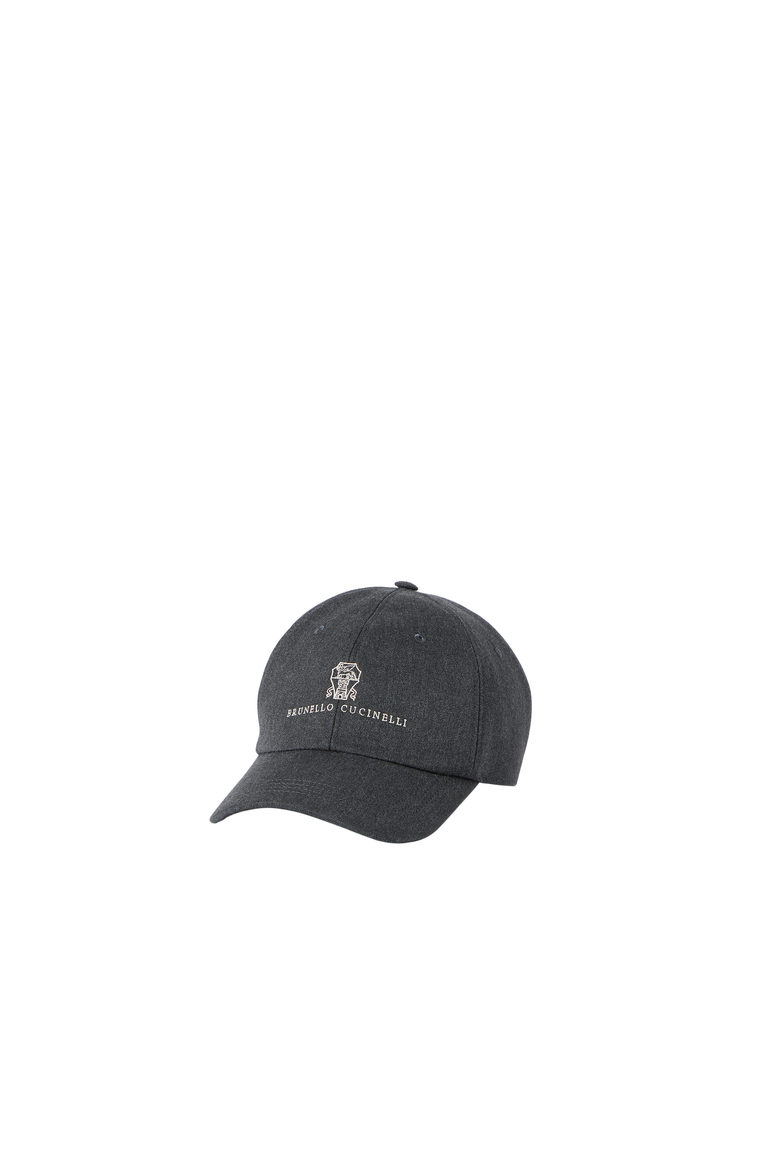 Cotton and virgin wool gabardine baseball cap with embroidered logo, Alternate, color, Anthracite