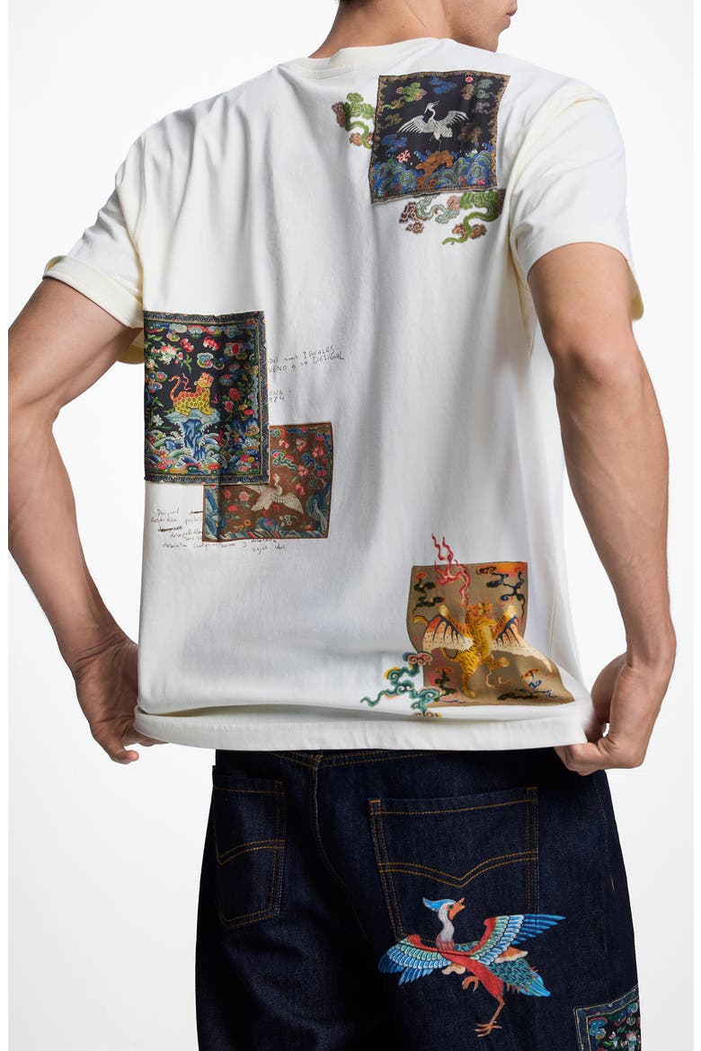Embroidered Graphic Cotton T-Shirt, Alternate, color, LIGHT BEIGE